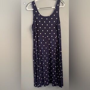 Old Navy Navy Blue Dress with White Polka Dots size L